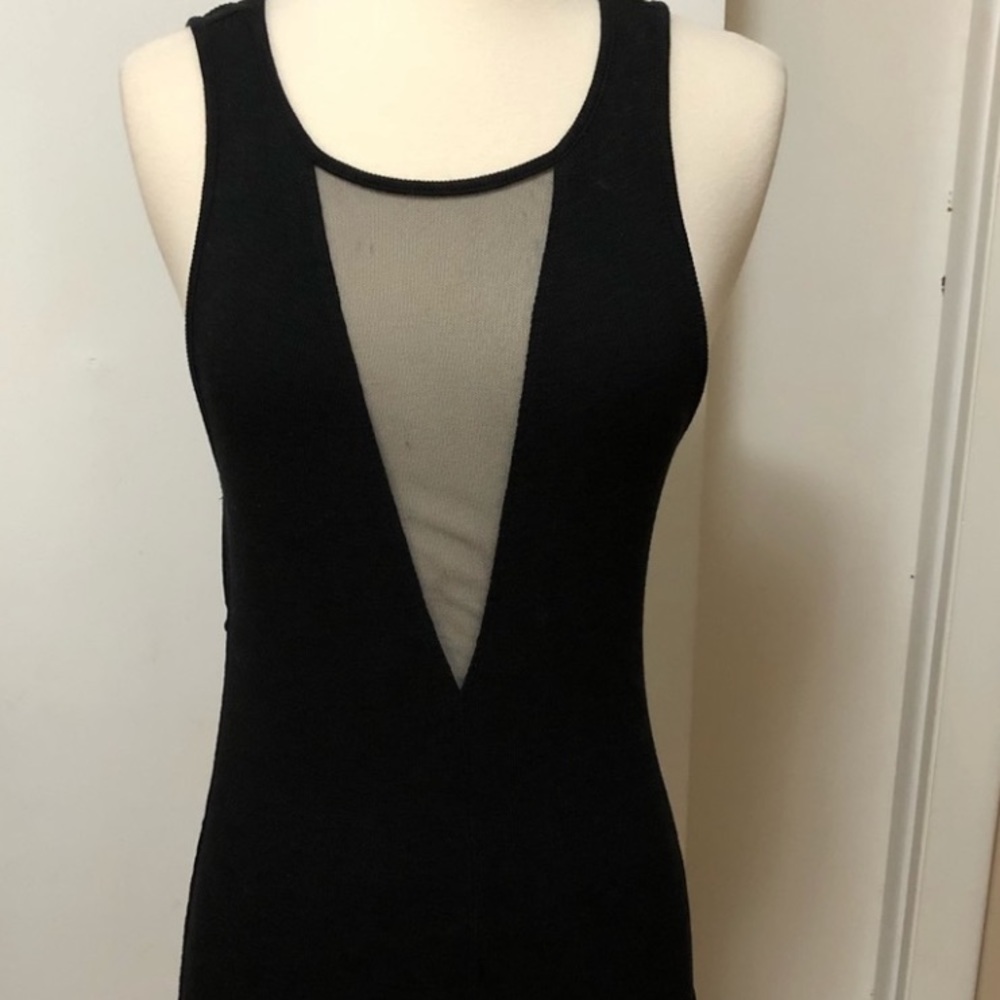 Free people black deep V tank top
